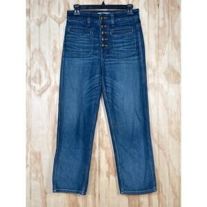 Rivet & Thread Button Fly Straight Leg High Rise Waisted Crop Jeans Size 25